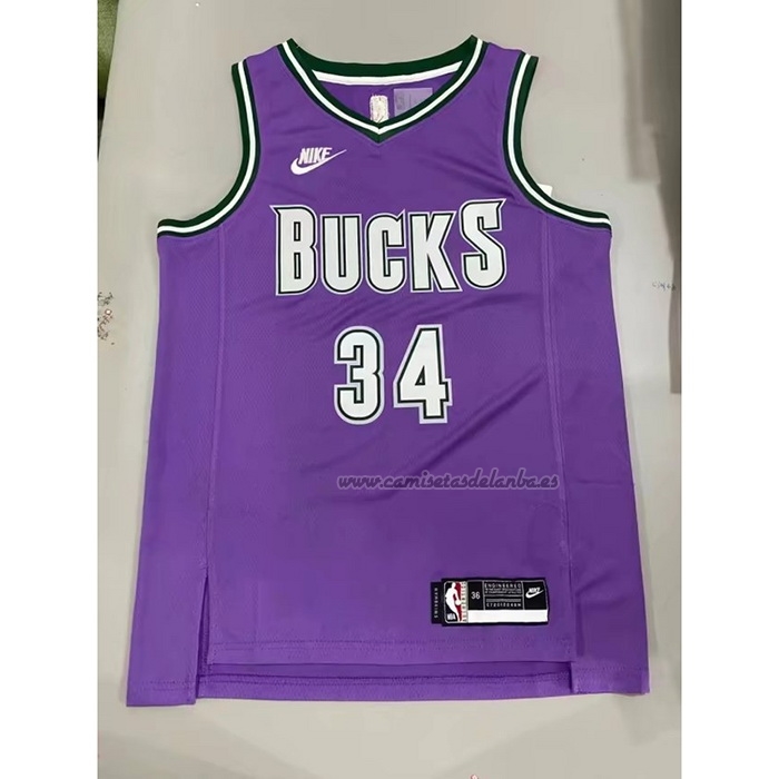 Camiseta Milwaukee Bucks Giannis Antetokounmpo NO 34 Classic 2022-23 Violeta